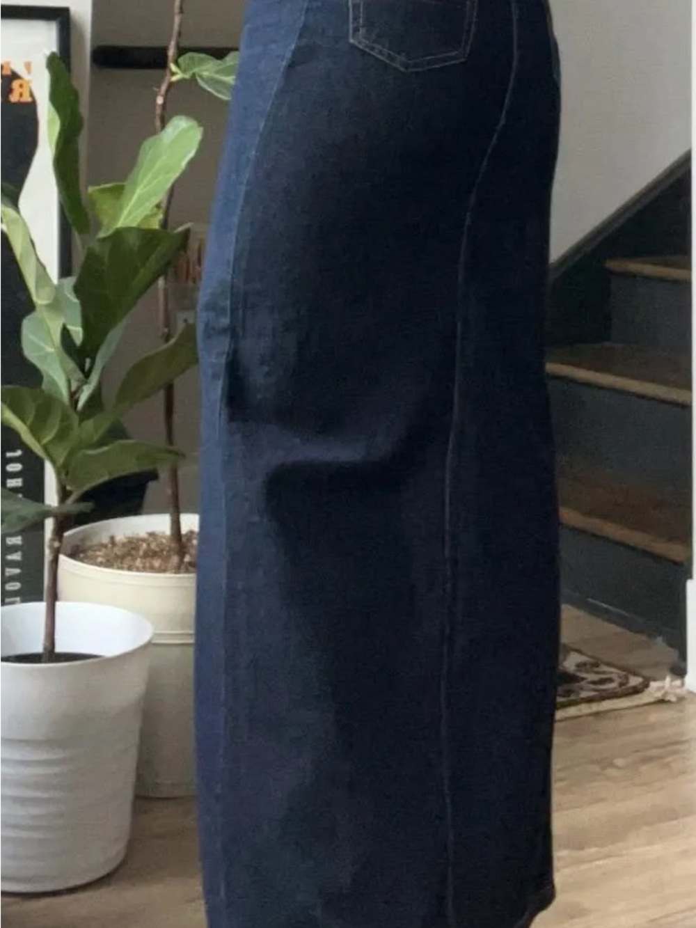 Tommy Hilfiger Navy Denim Maxi Skirt